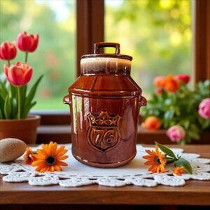 McCoy Brown Drip Glaze Cookie Jar Commemorative  Bicentennial Cookie Jar.